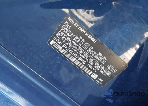 2020 BMW X3 M Competition z USA, uszkodzony, nr VIN 5YMTS0C05L9B93646